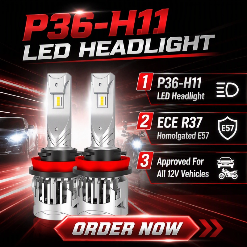 Luxfighter ra mắt bóng đèn pha LED P36 H11 được chứng nhận ECE R37